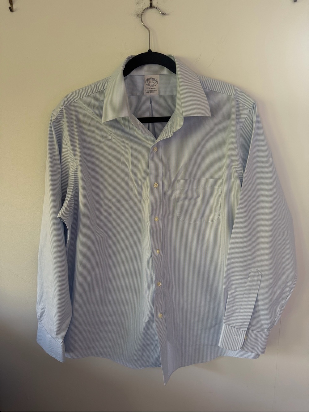Brooks Brothers Light Blue Fine-Striped Dress Shirt